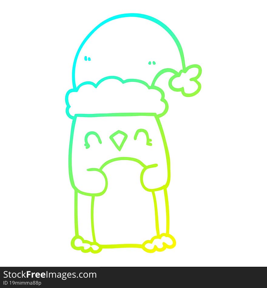 Cold Gradient Line Drawing Cartoon Penguin