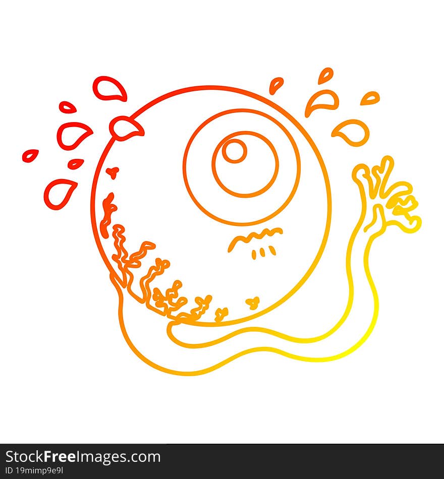 warm gradient line drawing cartoon eyeball crying