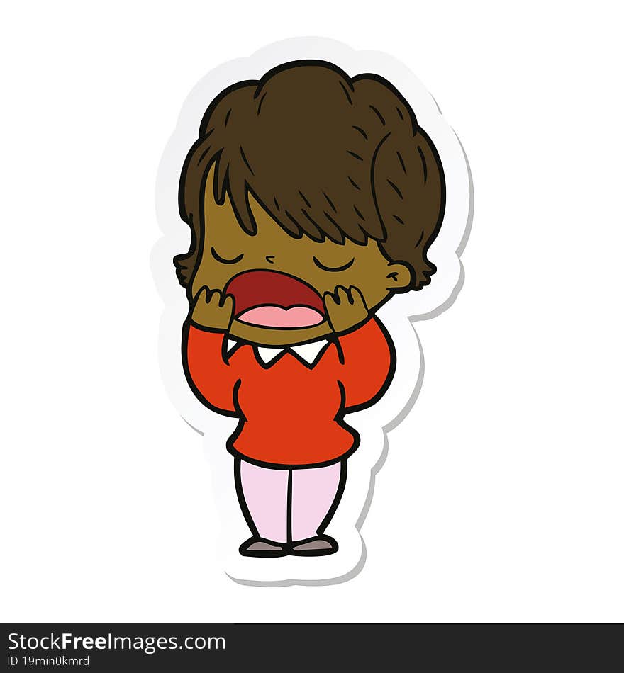 sticker of a cartoon woman talking