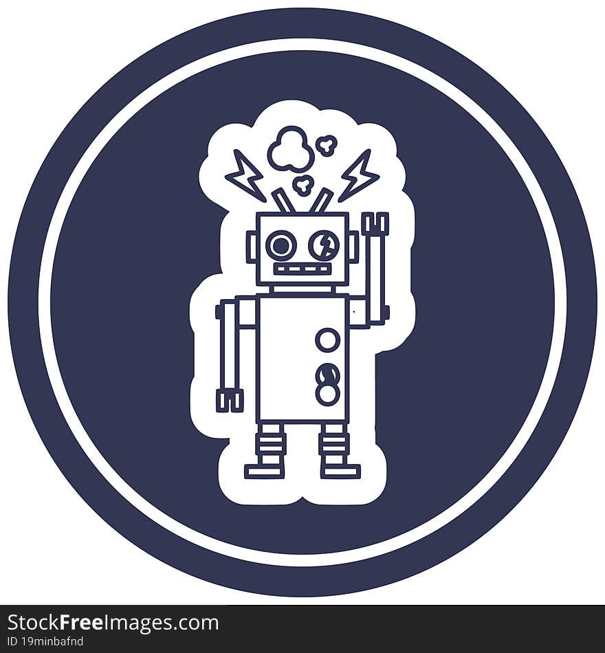 Malfunctioning Robot Circular Icon