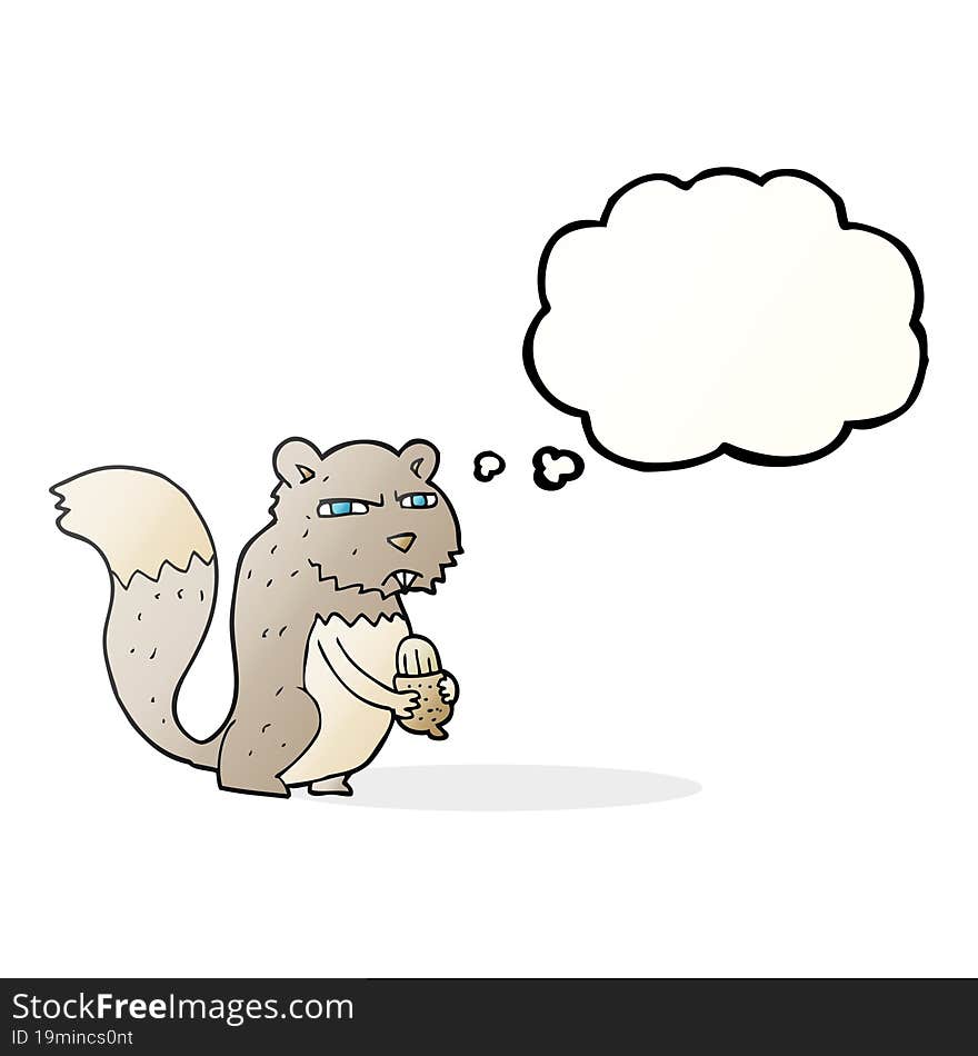 thought bubble cartoon angry squirrel with nut