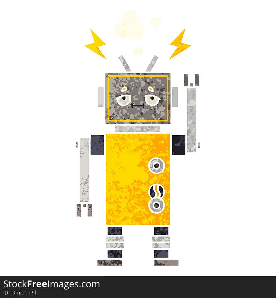 Retro Illustration Style Cartoon Robot