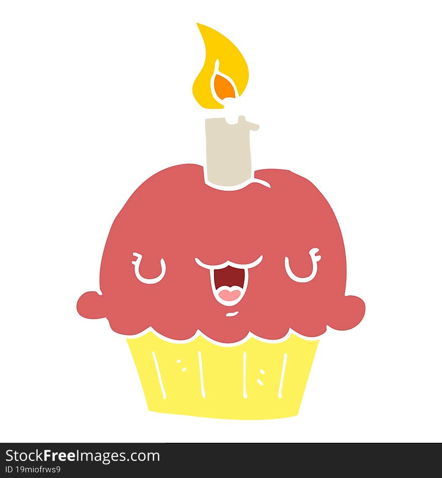 flat color style cartoon cupcake