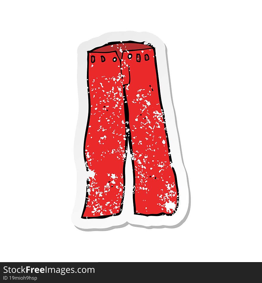 Retro Distressed Sticker Of A Cartoon Red Pants