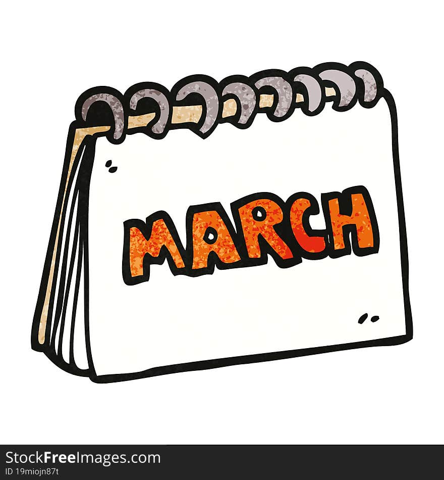 cartoon doodle calendar showing month of march