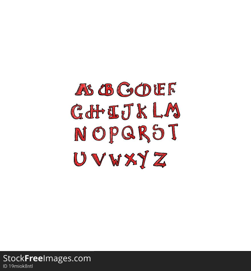 cartoon devil tail alphabet