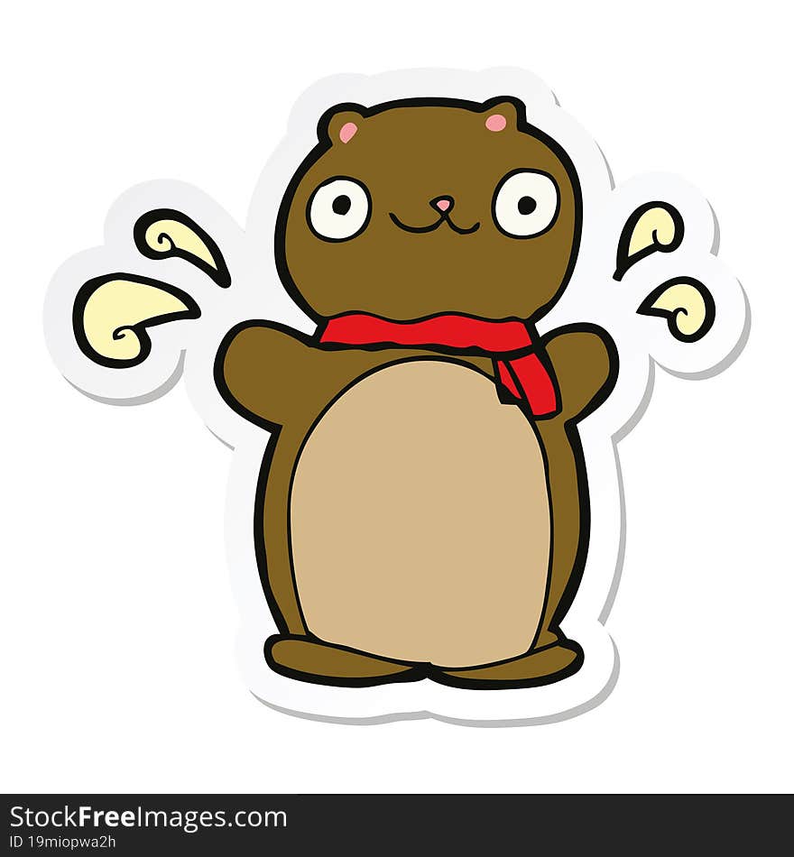 Sticker Of A Cartoon Happy Teddy Bear