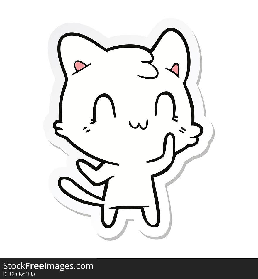 sticker of a cartoon happy cat