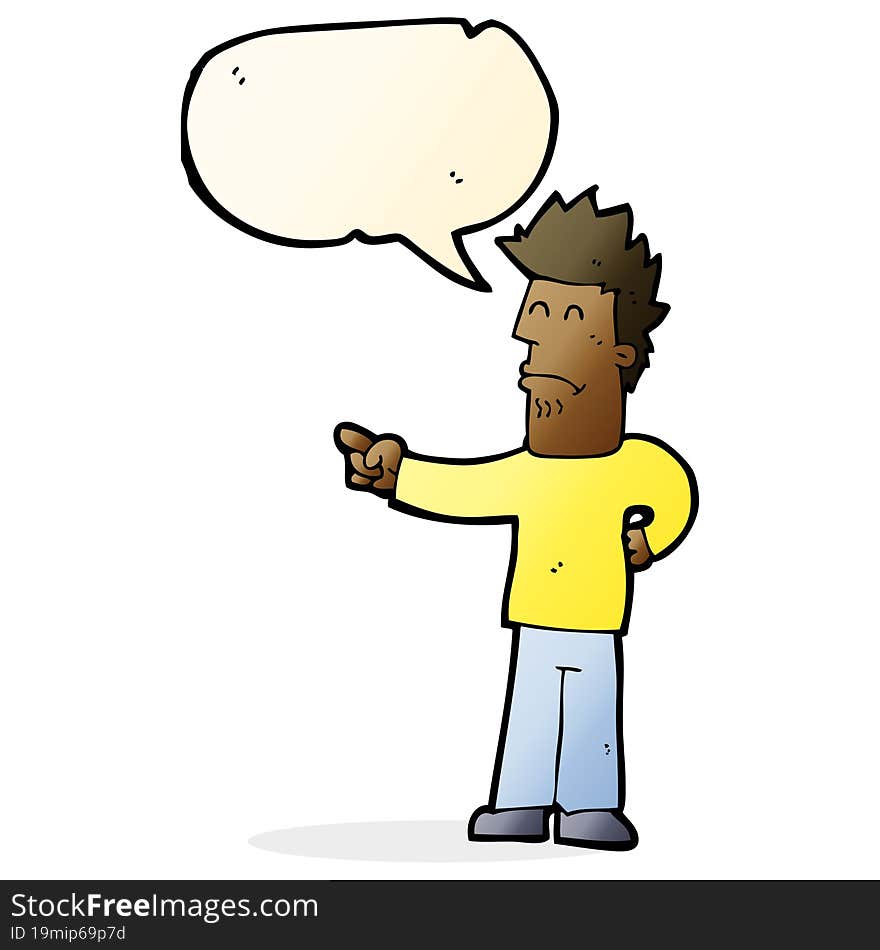 cartoon man pointing with speech bubble