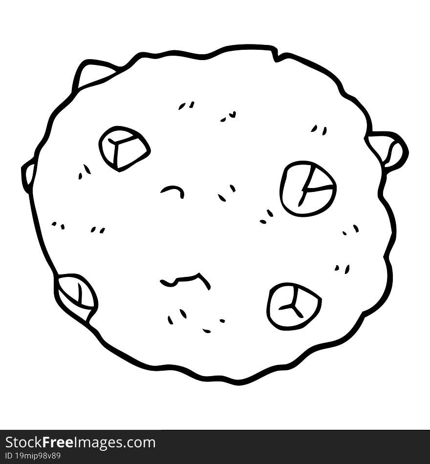 line drawing cartoon chocolate chip cookie