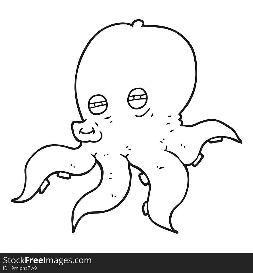 black and white cartoon octopus