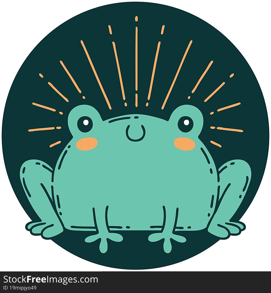 icon of tattoo style happy frog