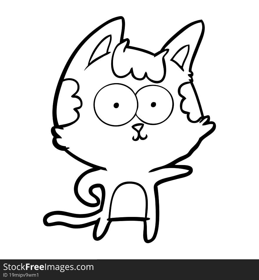 happy cartoon cat pointing. happy cartoon cat pointing