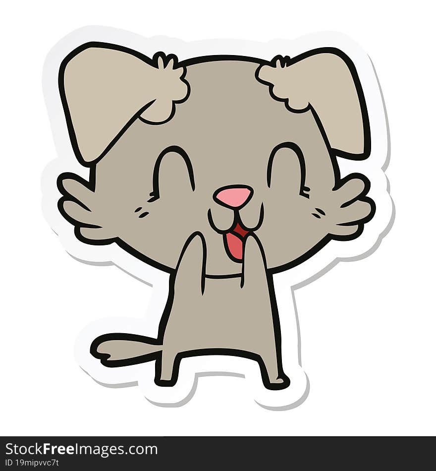 sticker of a laughing cartoon dog