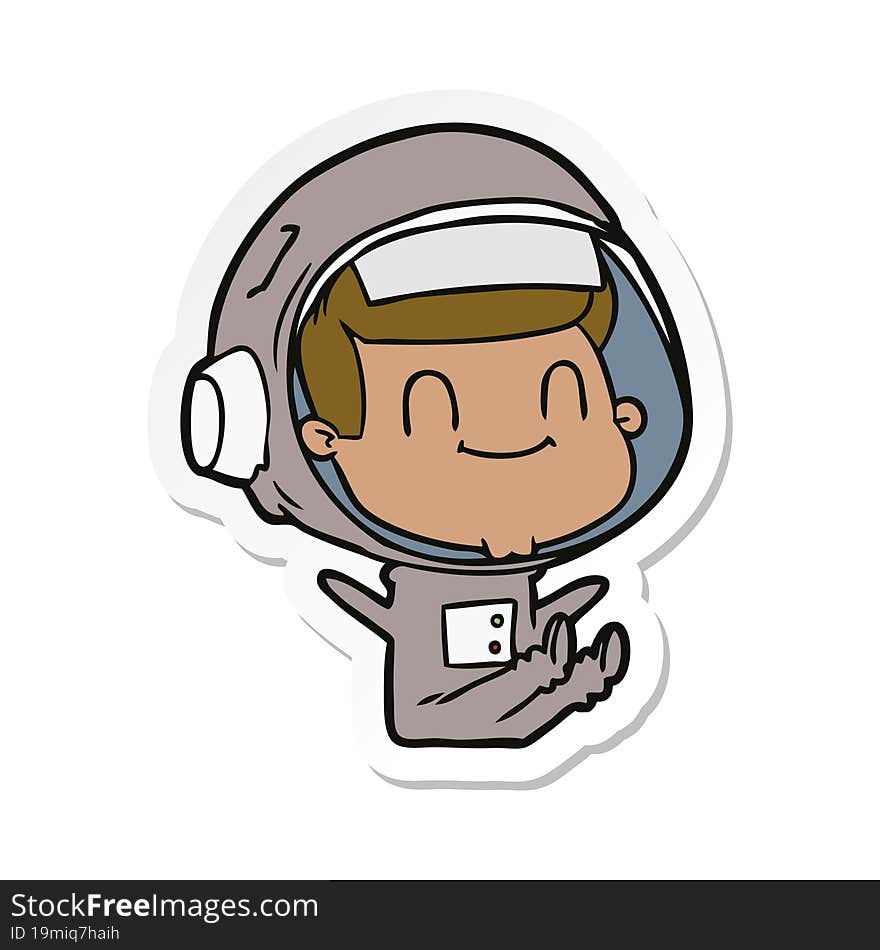 sticker of a happy cartoon astronaut man