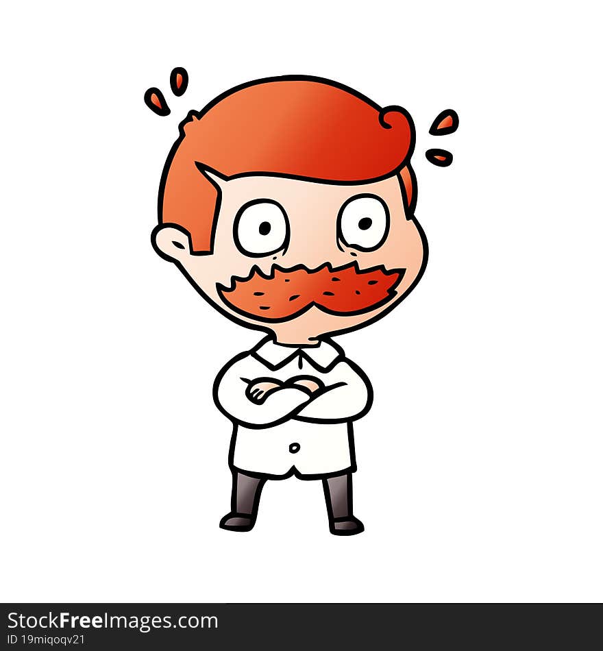 cartoon man with mustache shocked. cartoon man with mustache shocked