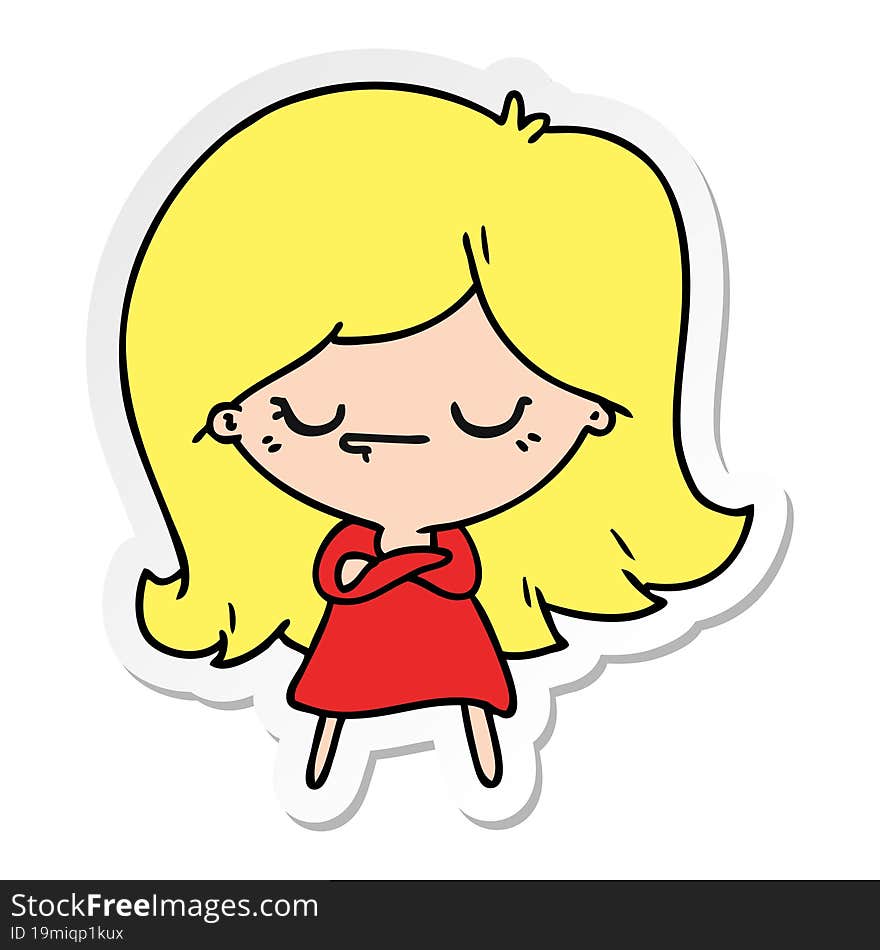 sticker cartoon of cute kawaii girl