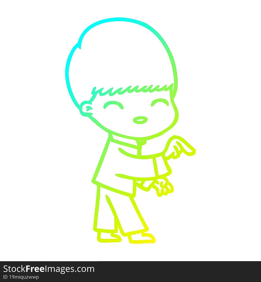 cold gradient line drawing happy cartoon boy