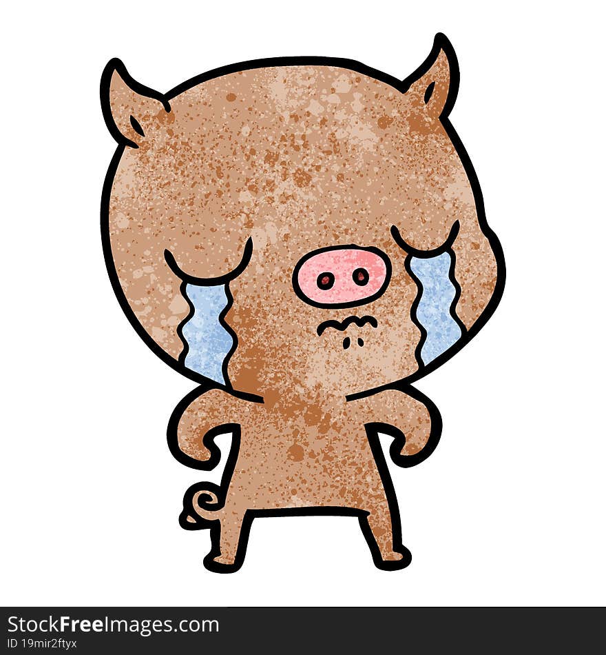 cartoon pig crying. cartoon pig crying