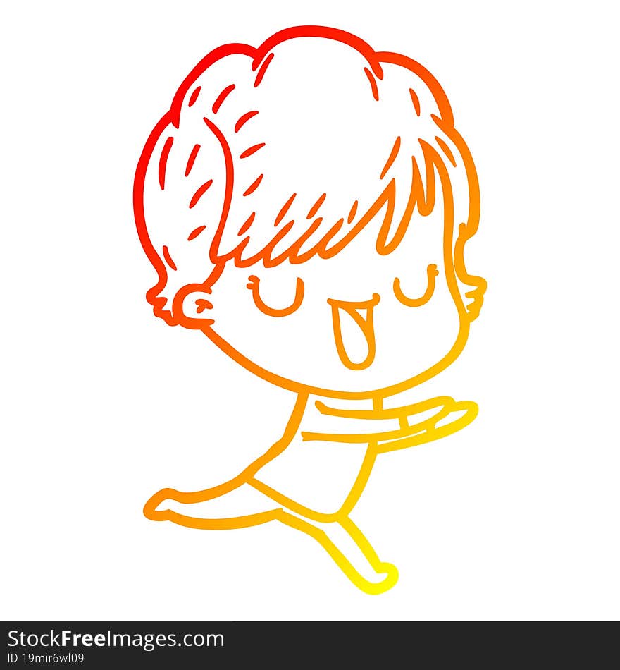 warm gradient line drawing cartoon woman talking