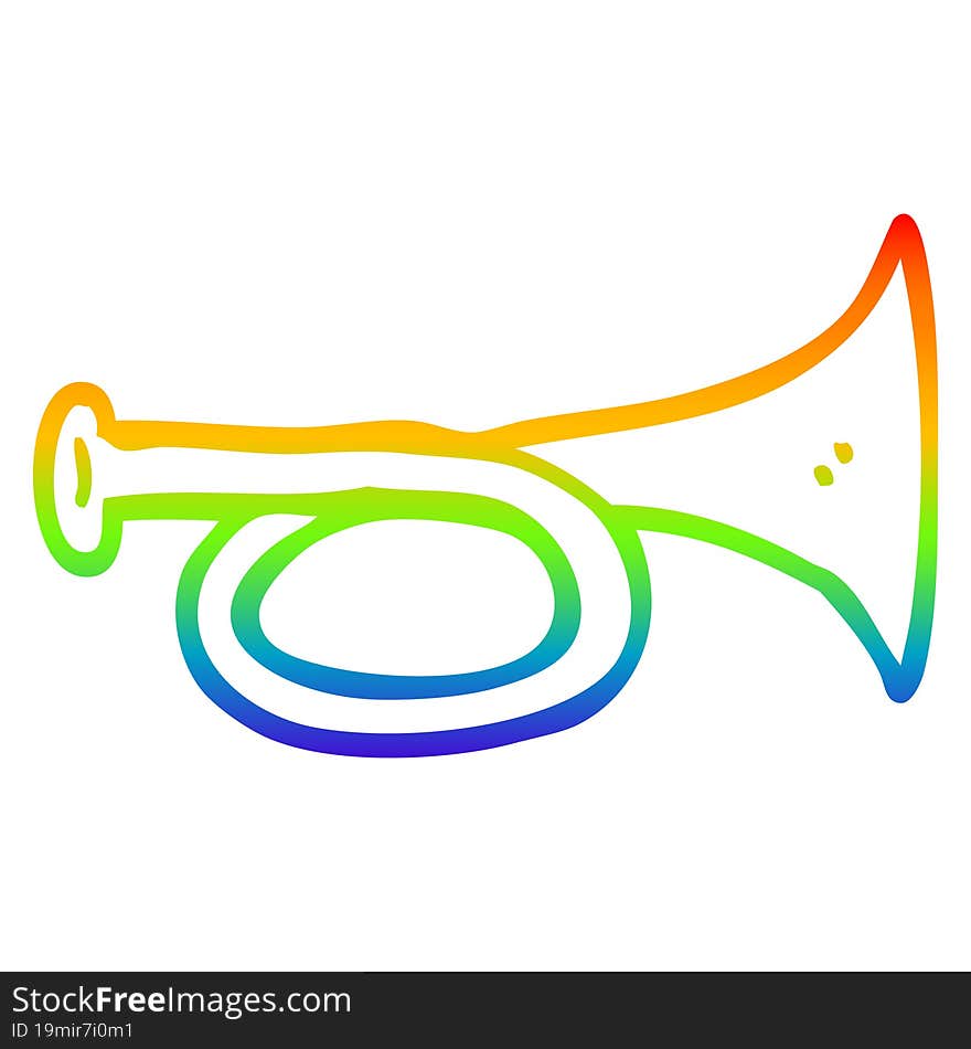 rainbow gradient line drawing cartoon brass horn