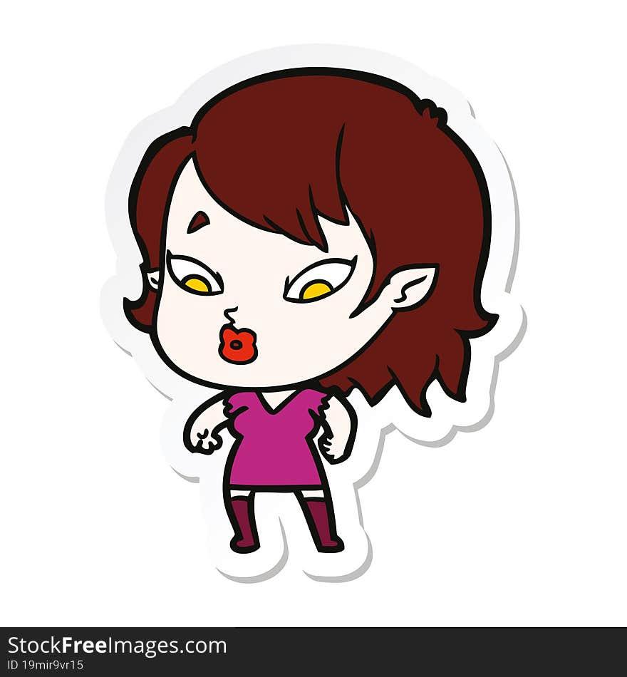 sticker of a cute cartoon vampire girl