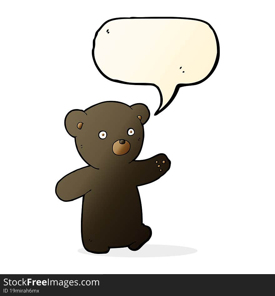 Cartoon Black Bear Cub With Speech Bubble