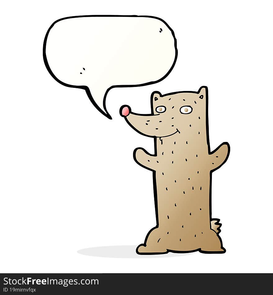 funny cartoon bear with speech bubble