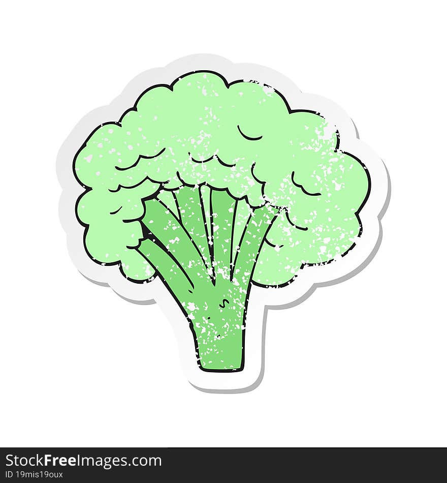 retro distressed sticker of a cartoon broccoli