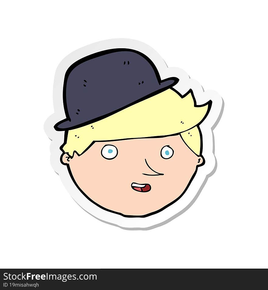 sticker of a cartoon man wearing bowler hat