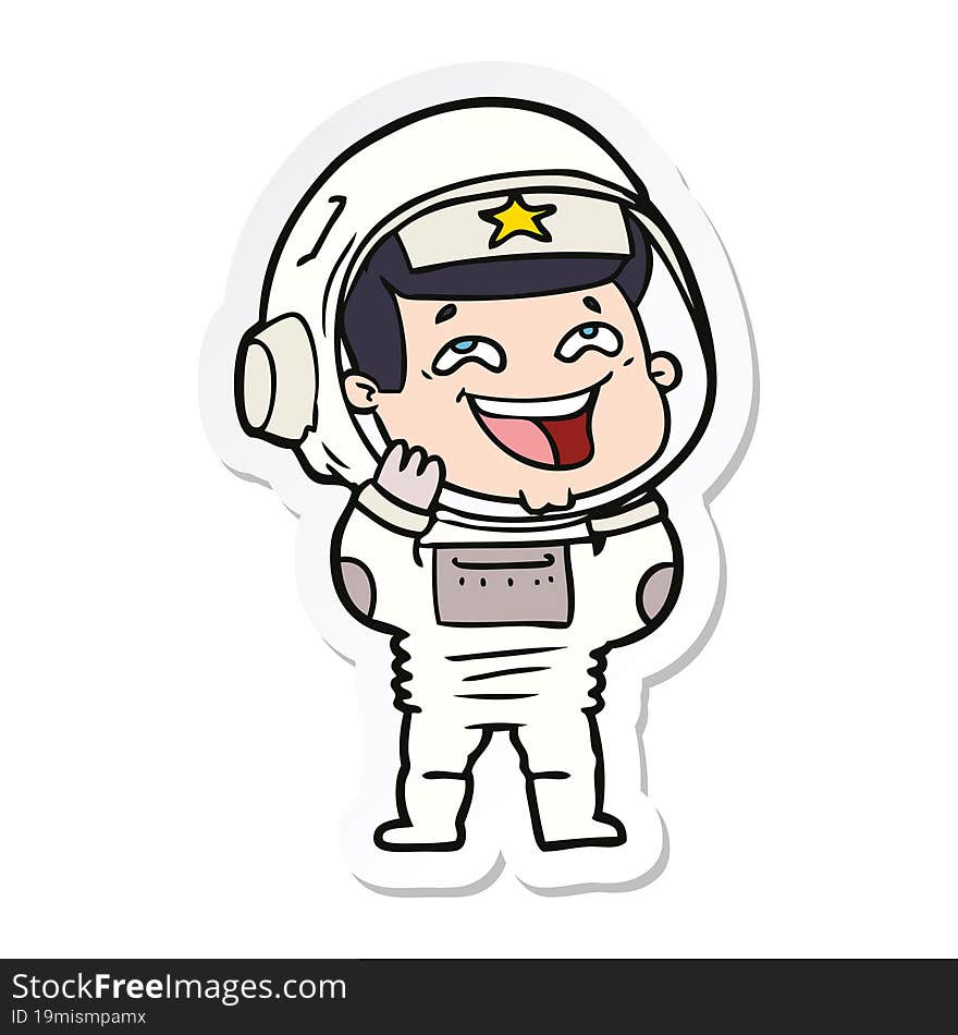 Sticker Of A Cartoon Laughing Astronaut