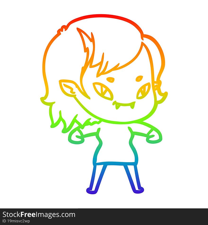 rainbow gradient line drawing cartoon friendly vampire girl