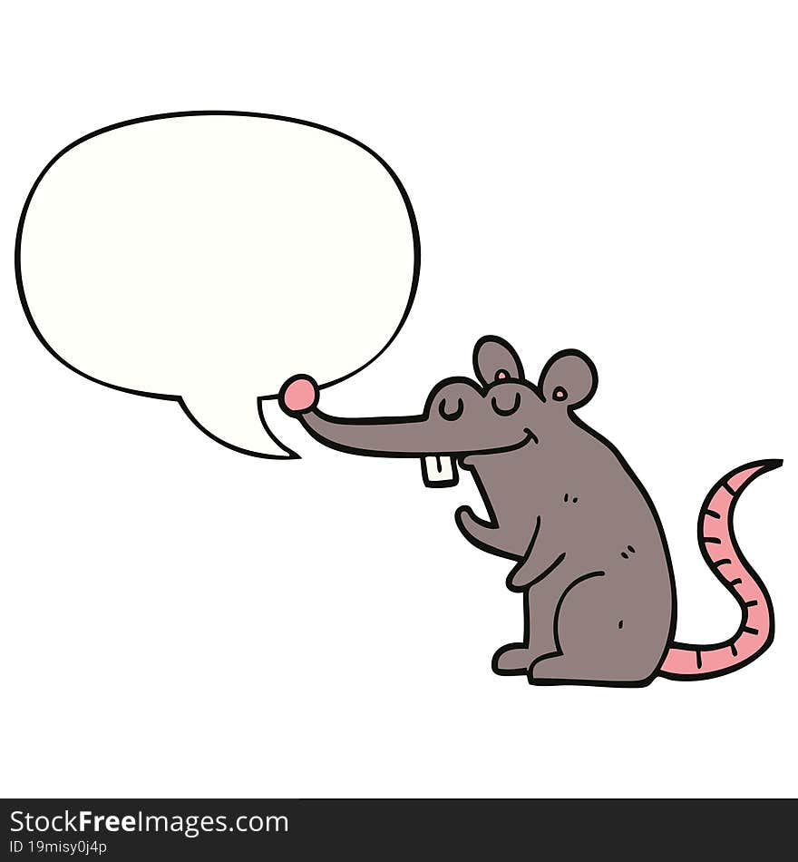 cartoon rat with speech bubble. cartoon rat with speech bubble