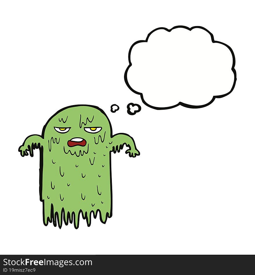 Cartoon Slimy Ghost With Thought Bubble