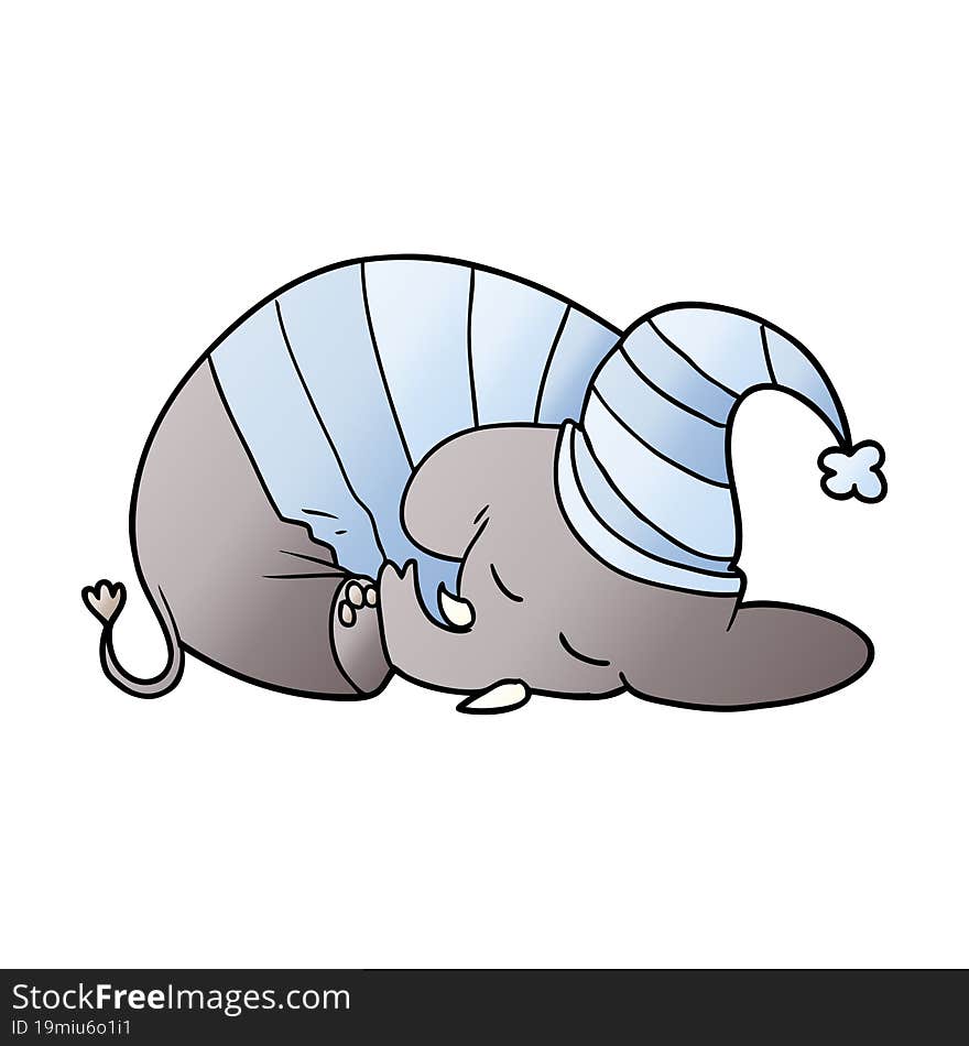 cartoon sleeping elephant in pajamas. cartoon sleeping elephant in pajamas