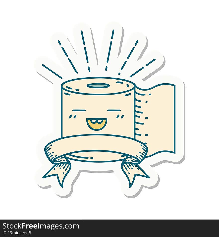 sticker of tattoo style toilet paper character