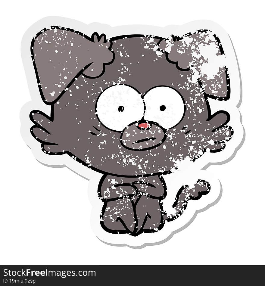 distressed sticker of a nervous dog cartoon