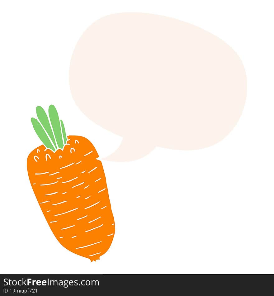 cartoon vegetable and speech bubble in retro style