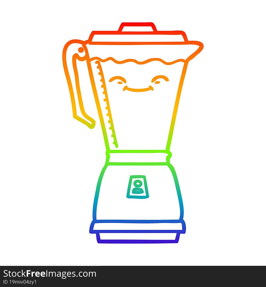 rainbow gradient line drawing cartoon food processor