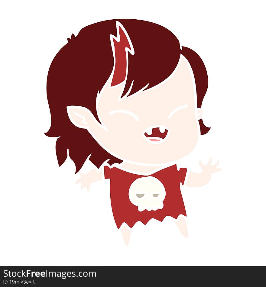 Flat Color Style Cartoon Laughing Vampire Girl