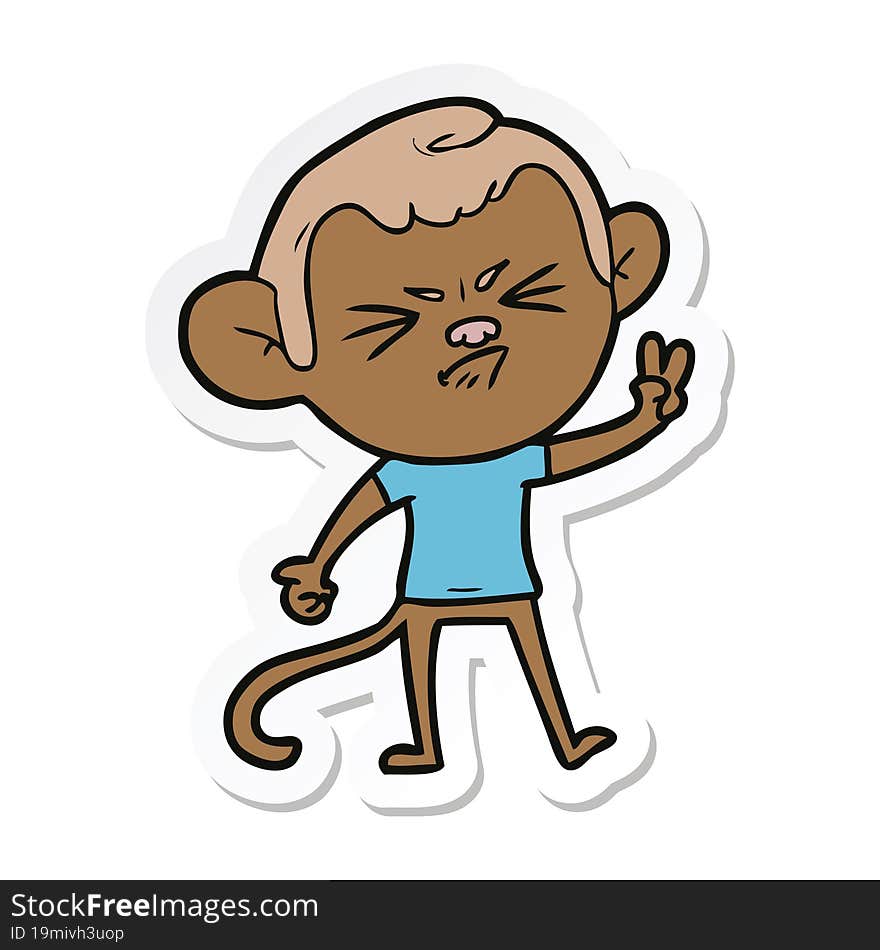 Sticker Of A Cartoon Angry Monkey