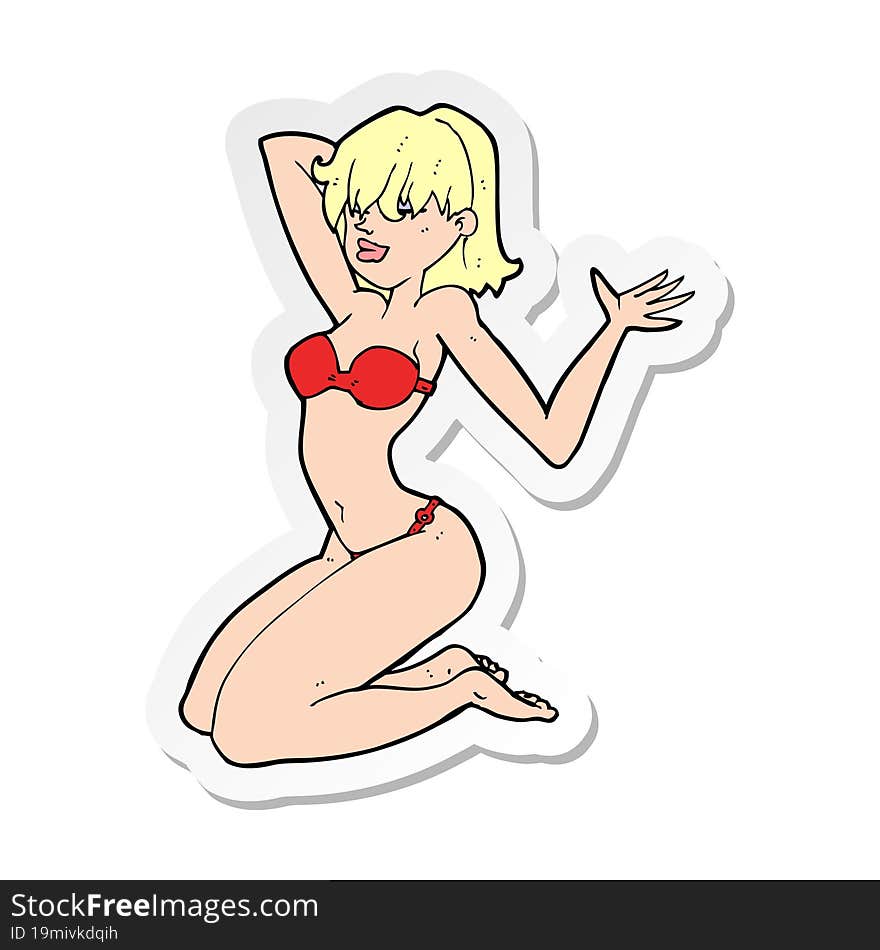 sticker of a cartoon sexy bikini girl