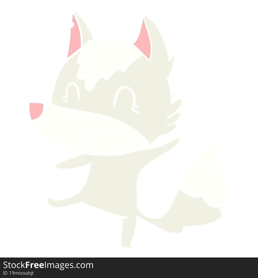 friendly flat color style cartoon wolf