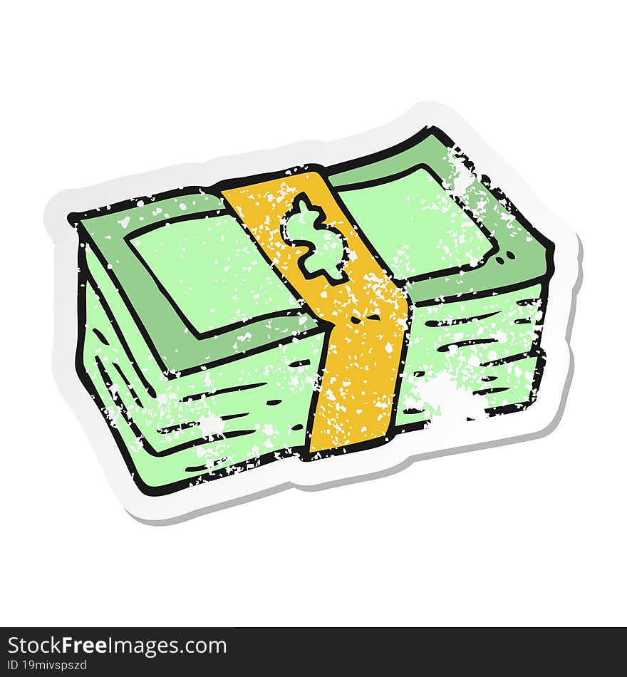 distressed sticker of a cartoon cash