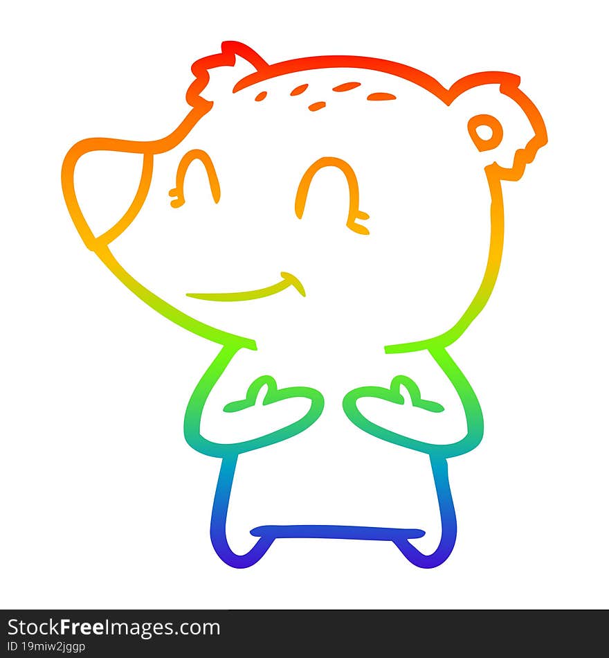 rainbow gradient line drawing friendly bear cartoon