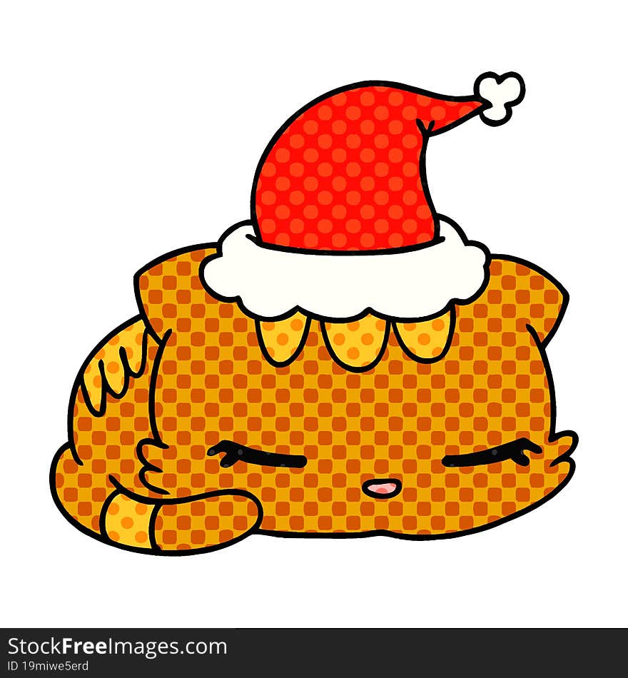 hand drawn christmas cartoon of kawaii cat