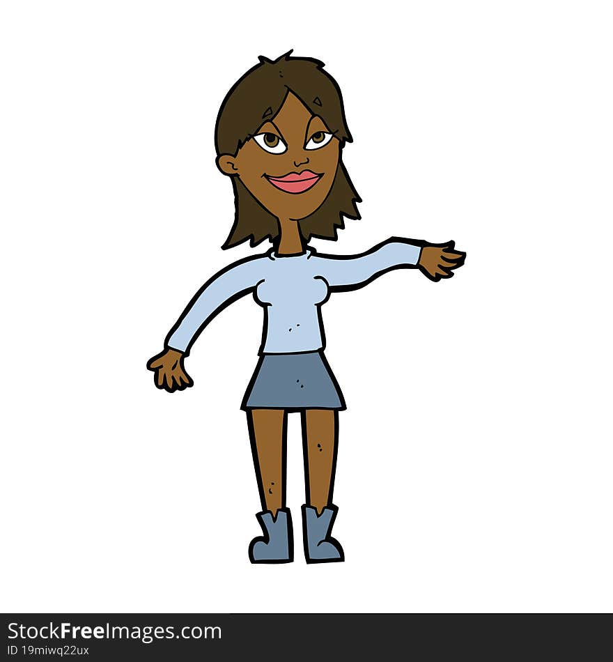 cartoon woman making hand gesture