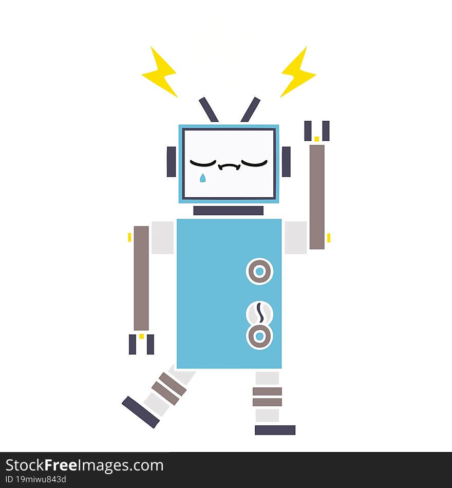 flat color retro cartoon of a robot