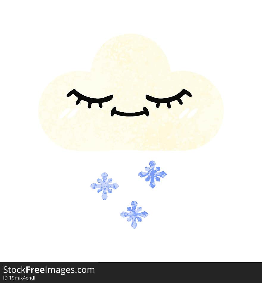 retro illustration style cartoon snow cloud