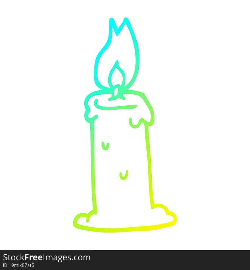 cold gradient line drawing cartoon burning candle